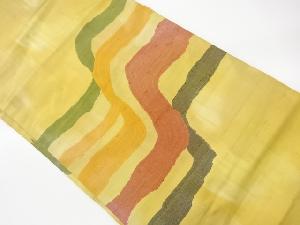 リサイクル　手織り紬抽象模様織出し名古屋帯